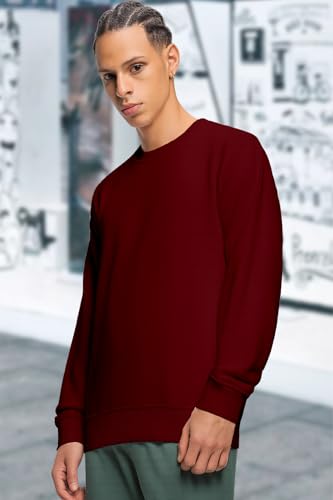 Image of Amazon Brand - Anarva Men's Cotton Sweatshirt | Regular Fit Winter Pullover for Men | Casual Crew Neck Full Sleeve Sweatshirt for Everyday & Outdoor Wear