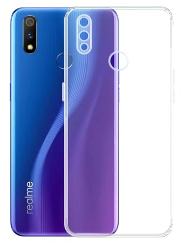 Image of COVERBLACK Rubber Silicone Back Cover for Realme 3 - Transparent