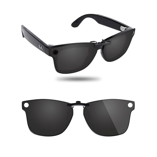 Fiskr Óculos de sol polarizados Clip-On para Ray-Ban Meta Wayfarer RW4008 (tamanho 53-22) - Proteção UV - Ajuste universal para homens e mulheres - Preto clássico
