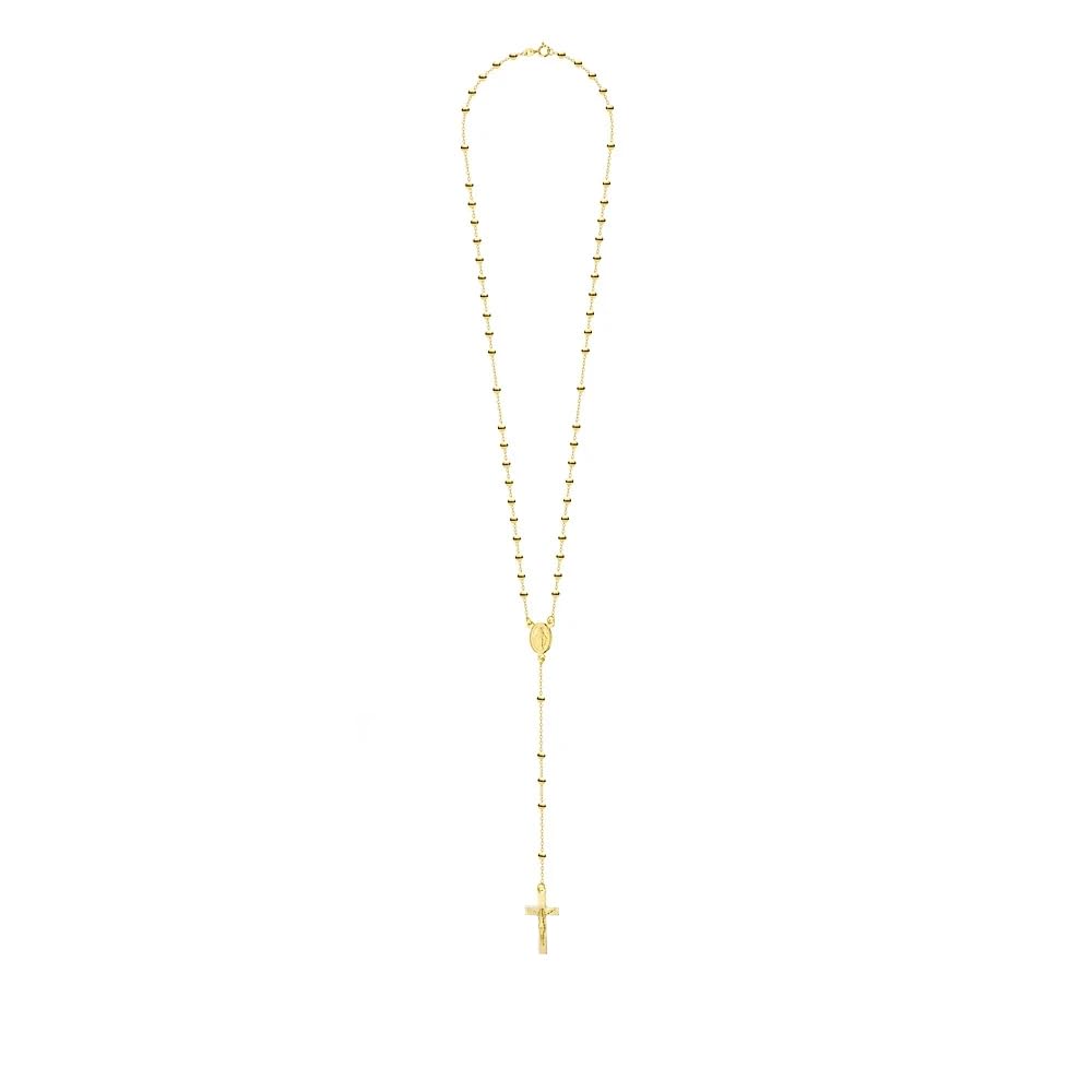 Sakrami Collana Rosario Donna Oro 14KT Croce e Medaglietta Vergine – Catena 48 cm con Pendente – Finitura Dorata Brillante e Scatola Personalizzabile – Gioiello per Cresima, Anniversario, Natale
