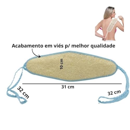Kit 3 Peças com Bucha Esponja Vegetal Esfoliante Costa Dorsal Esponja Oval e Touca de Banho - Natusf