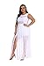 730 - Plus Size Double Slits Lace Chiffon Jumpsuit Maxi All White Party Wedding Party Dress (White, 4X)