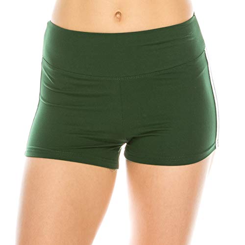 Image of ALWAYS Women's High Waist Spandex Athletic Shorts - Side Stripe Soft Stretch Biker Running Yoga Gym Workout Anti-Chafe Under Dress Layering Short Grey White XL