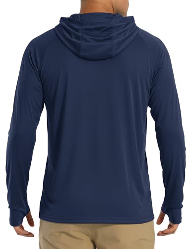 Image of MAGCOMSEN Men's Hooded UPF 50+ Sun Protection T Shirts Long Sleeve Athletic Fishing Shirts Rash Guards