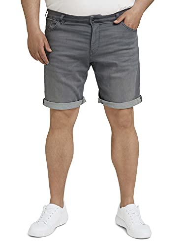 TOM TAILOR Men+ Herren 1027898 Plussize Bermuda Slim Shorts, 10218-Used Light Stone Grey Denim, 48 Cover
