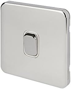 Schneider Electric - Lisse Screwless Deco, Single 2 Way Light Switch, 10AX, Polished Chrome with White Insert, GGBL1012WPC