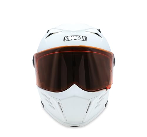Simpson Mod Bandit Motorcycle Helmet - White - Medium | Modular Full-Face Helmet Clear Visor Shield DOT ECE Certified for Street Cruiser & Touring Riders (M59M1)