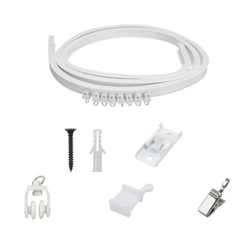 Gnbzxce Flexible 5 Meter Ceiling Mount Curtain Rails Kits with Metal Clip and Smooth Rollers Set for Elegant Window Treatments