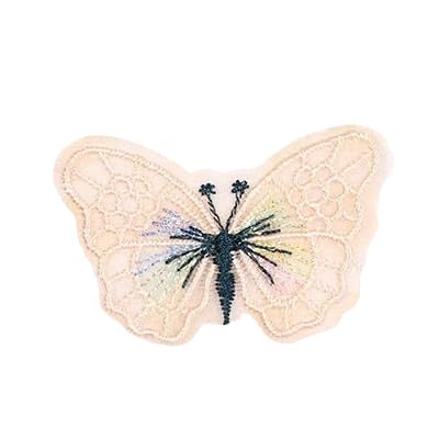 Parches de Bordado Parches Bordados pequeños de 5 x 3,8 cm, 50 Unidades, for Planchar, con diseño Mariposas, for Ropa, Gran tamaño, for Coser en Vaqueros y Chaquetas(Beige)