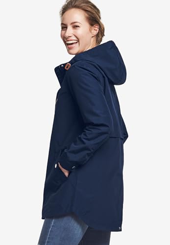 ellos Plus Size Snap-Front Hooded Raincoat3