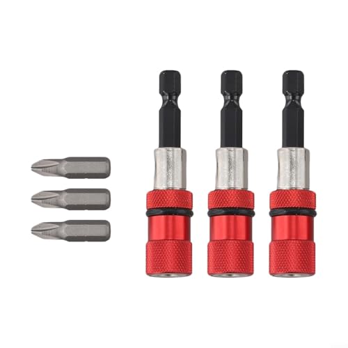 Zilimontt Set di 3 portainserti magnetici con profondità regolabile e impugnatura potente per viti per cartongesso, cornici in legno e costruzione di terrazze, compatibile con elettricità (A)