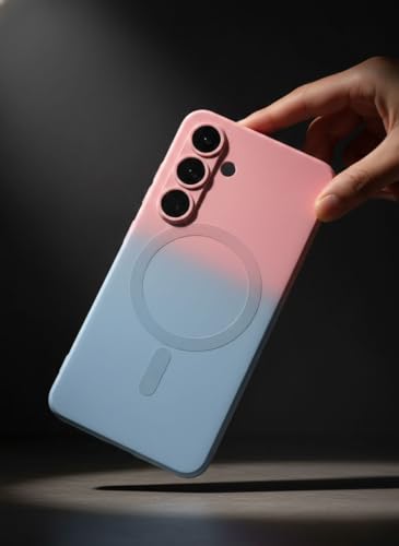 Image of amazon basics Gradient Mag-Safe Case for Samsung Galaxy S23FE 5G | Soft Silicone Shockproof Cover with Camera Protection | Slim Lightweight Design | Smooth Touch & Durable - Pink & Blue