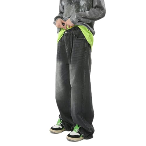 Jean décontracté en denim usé effet vieilli nuances de noir et gris