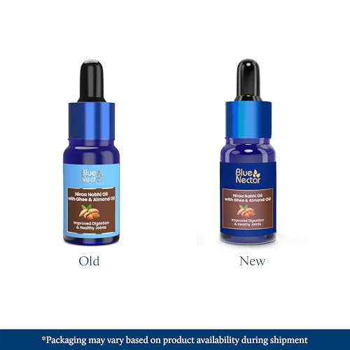 Image of Blue Nectar Nabhi Oil with Ghee & Almond | Nabhya Dhara Belly Button Oil for Digestion & Joint Support | Authentic Ayurvedic Care for Knee, Back, & Body Ache | 21 Herbs | 10 ml
