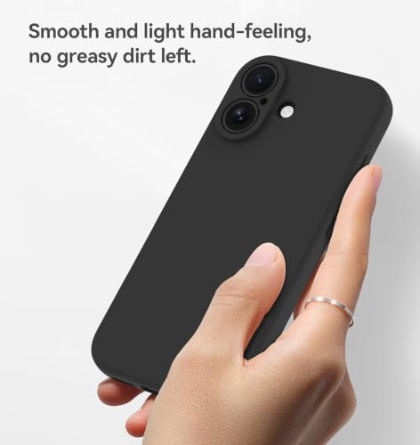 Image of DIZORO Square Microfiber Candy Case Compatible for iPhone 17 Shockproof Slim Back Cover Liquid Silicone Case - Black