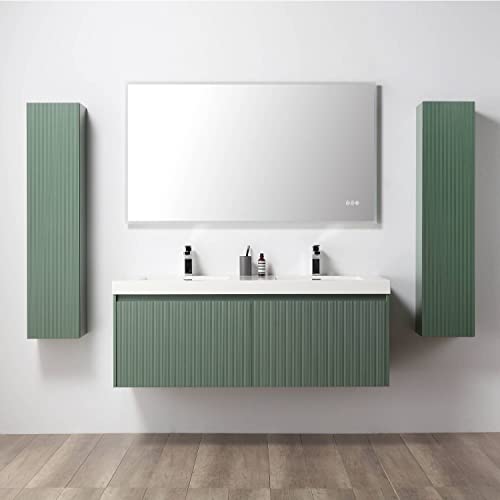 Positano All Wood Floating Bathroom Vanities with Acrylic Sinks & Side Cabinets (Aventurine Green, 60" w/Sink & 2SC) Positano All Wood Floating Bathroom Vanities with Acrylic Sinks & Side Cabinets (Aventurine Green, 60" w/Sink & 2SC)