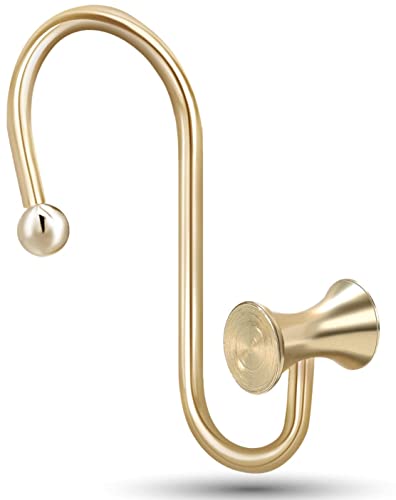 CandyGrid Gold Duschvorhanghaken Ringe, Duschvorhanghaken Deko Rostfrei, 12 Stück Premium Rostbeständig Metall Duschvorhangstange Haken Ringe T-Bar Design Cover