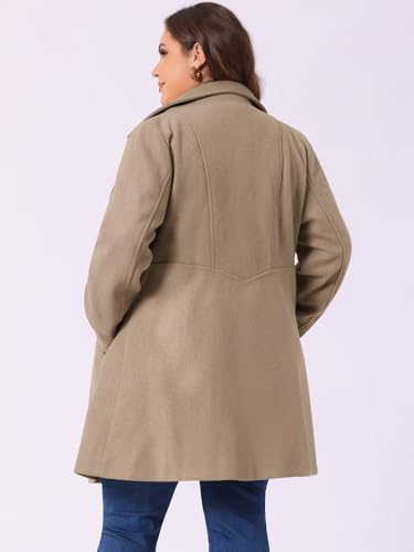 Agnes Orinda Women's Plus Size Coat A-Line Peter Pan Collar Double Breasted Fall Winter Peacoat4