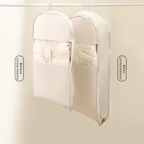 Space Saving Hanging Garment Bag with Self Compression Zipper - Heavy-Duty Clothes Organizer for Travel, Closet, Seasonal Storage (Blue, M)3