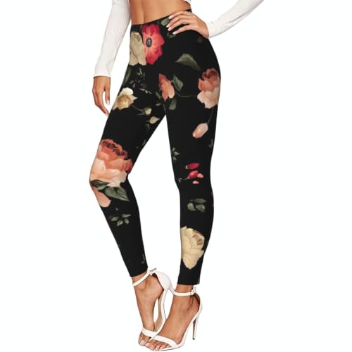 Leggings elásticos de mujer con estampado floral: mallas largas para yoga y ropa de casa cómoda