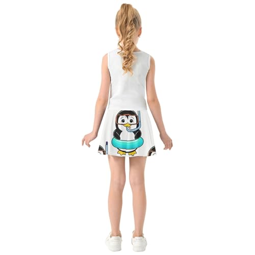 Joisal Cute Penguins White Girls Skorts Athletic Shorts Tennis Skirts Toddler Neon School Skirt 3t4