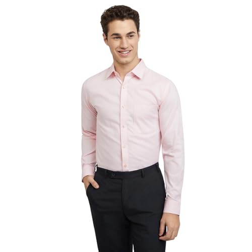 Image of Raymond Men Cotton Slim Fit Structure Pattern Semi Cut Away Collar Formal Shirt