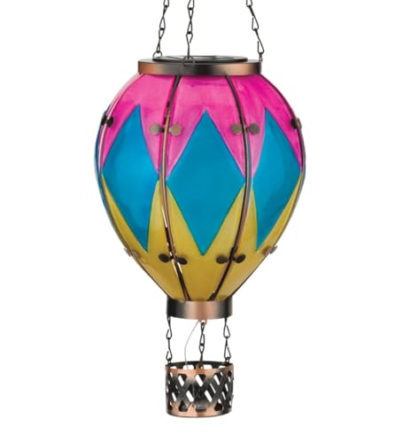 Lanterne solaire extérieure étanche et lampe LED montgolfière décorative en verre pour jardin