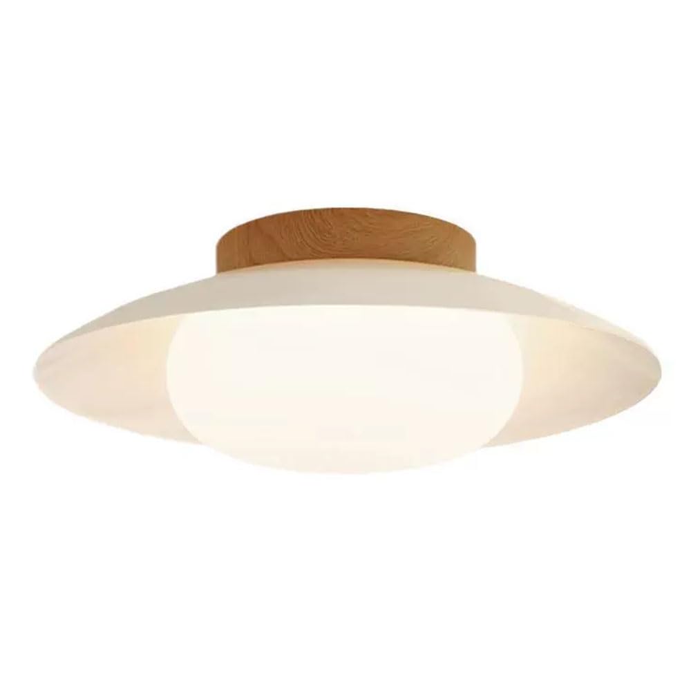 LYMSXAZOU Cream-Style Balcony Lamp, Semi Flush Mount Acrylic Ceiling Simple French Aisle LED Light Fixtures Japanese-Style Corridor Study Lamp for Kitchen Bedroom Foyer Entryways
