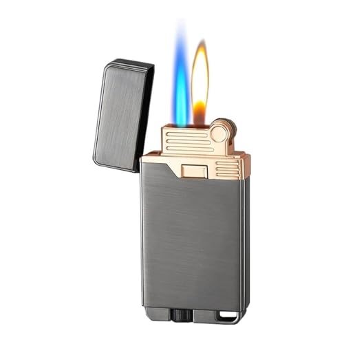 Encendedor resistente al viento para barbacoa y camping, mechero de doble llama ajustable 2
