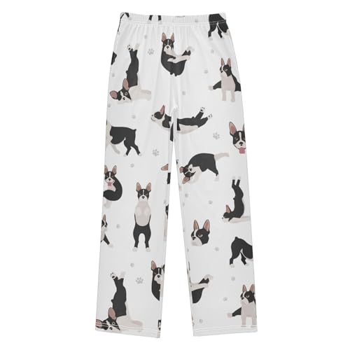 Boys' Pants Boston Terrier Dog Sport Long Bottoms Jogger Pants Elastic Waist Trousers with Pockets S-XL