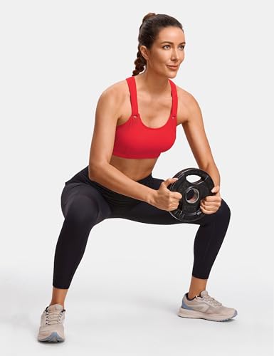 Image of SYROKAN Women's Sports Bra Front Adjustable Padded | High Impact, Racerback, Wireless, Plus Size, Full Coverage, Running Bra