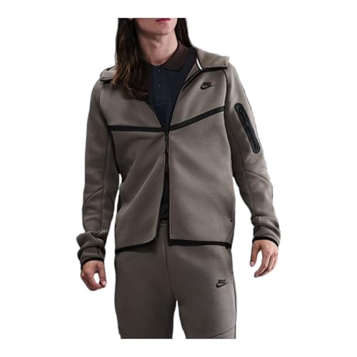 Nike Tech - Giacca in pile Windrunner da uomo, con cerniera intera, colore: pietra cave/nero, Pietra/Nero, 4XL