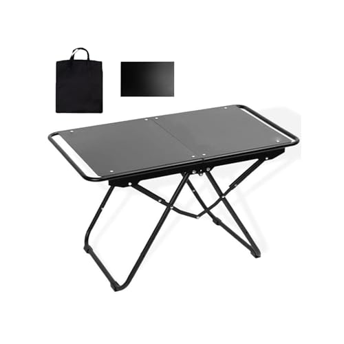 Tavolo da campeggio, portatile, pieghevole, con borsa portaoggetti, per barbecue, spiaggia, pesca e picnic all'aperto, grande design in metallo, perfetto per giardino e balcone