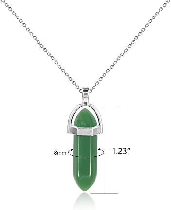 KISSPAT 3 Pcs Healing Crystals Necklace, Bullet Quartz Stone Pointed Hexagonal Pendants Necklace Real Crystal Necklaces for Women