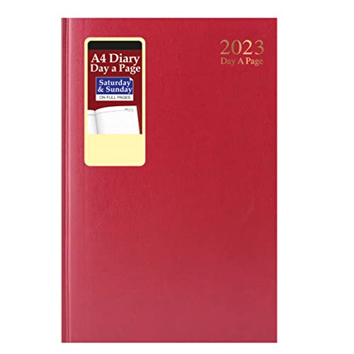 Agenda de 2021 con tapa dura y marcador de cinta, para negocios, oficina, hogar, citas, página completa por día (rojo) Cover