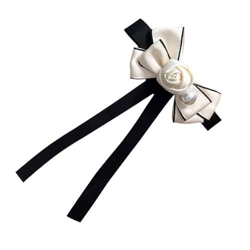 Camellia Pearls Ribbon Bowknot Brooch Pin Bowtie For Women Shirt Jabot Collar Pretied NektieNbvߗރANZT[v{E