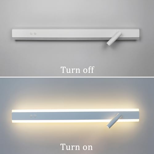 Apliques de pared LED orientables de aluminio blanco de 80cm para lectura en el dormitorio 3