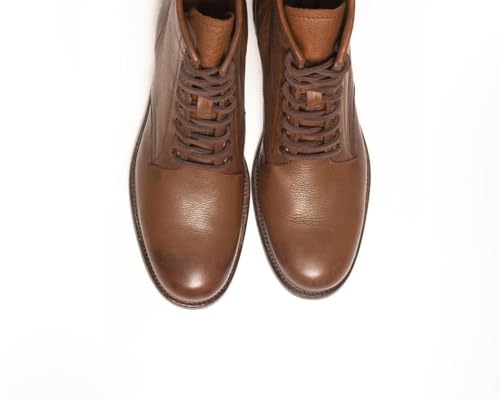 Image of Frye Tyler Lace Up Boots for Men Crafted from Soft Vintage Leather with Blake Construction, Burnished Toe and Heel, and Rubber Inserts on Leather Soles - 5 inch Shaft Height