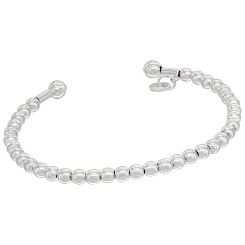 Sterling Silver Flexible Cuff 3mm Bead Bracelet