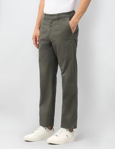 Image of U.S.Polo Association Men's Riley Straight Fit Twill Trousers (USTRO0641S Green 38)