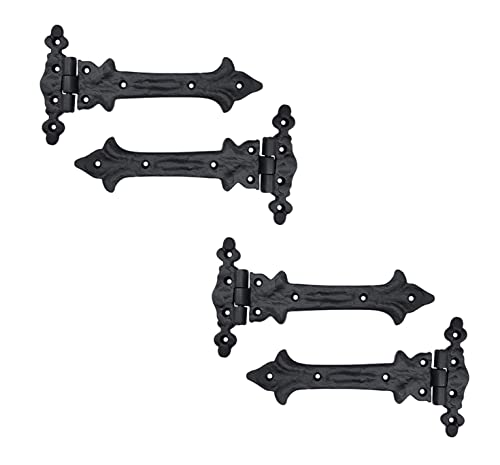 Image of Adonai Hardware Adonijah Antique Cast Iron Strap T Hinge (7.9 inch x 4 Pack, Matte Black) for Barn Doors, Gates, Kitchen Cabinets, Sheds, Wooden Box, Furniture, Cedar Chest and Trunks