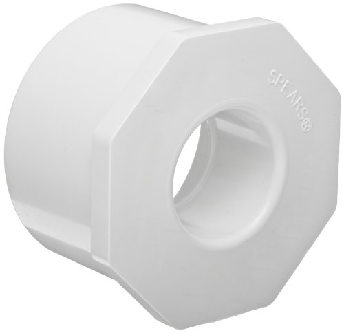 Spears 437 Series PVC Pipe Fitting, Bushing, Schedule 40, White, 2" Spigot x 1-1/2" Socket