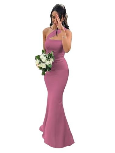 Image of Stretch Spandex Bridesmaid Dresses Long 2026 One Shoulder Formal Gowns Satin Mermaid Prom Wedding Guest DR0194N