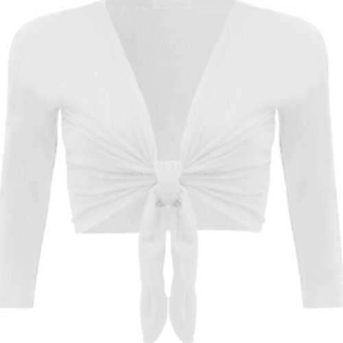 Bolero de manga larga chaqueta corta de mujer con nudo frontal tallas 8-14