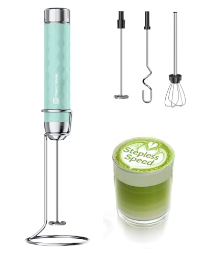 Maestri House Milchaufschäumer Mit Stufenloser Geschwindigkeitsregelung, Usb Aufladbar Milchaufschäumer, Aufschäumer Mit 3 Schneebesens Und Ständer Aus Edelstahl, für Latte Cappuccino und Eier
