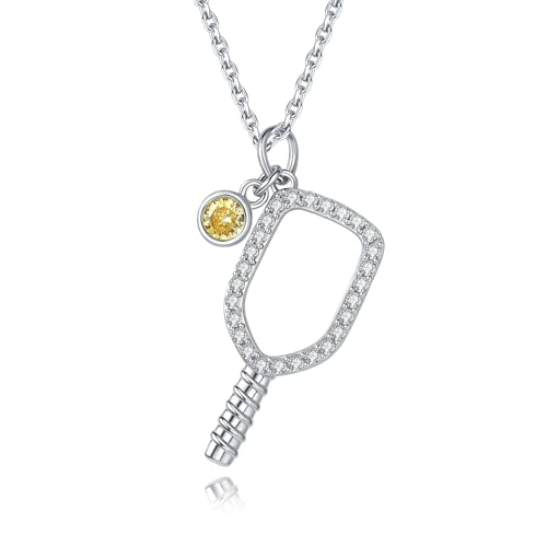 Pickleball Pendant Necklace 925 Sterling Silver Jewelry Pickle Ball Gifts for Women