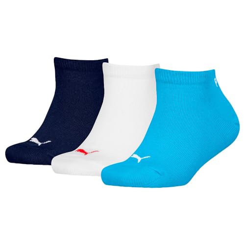 Puma 194010001 Calze Da Basket, Blu Combo, 31-34 (Pacco Da 3) Unisex-Bambini E Ragazzi