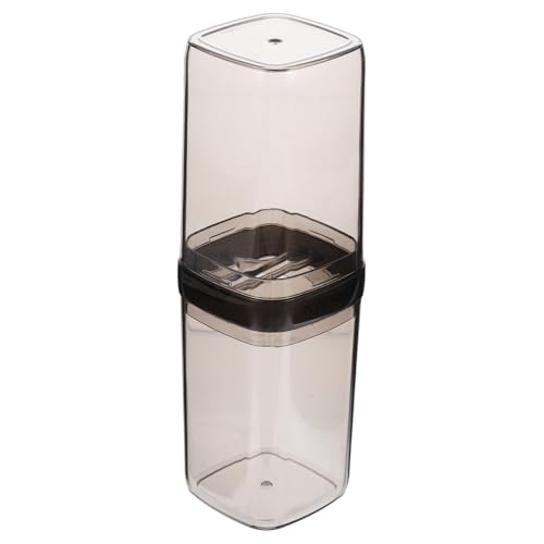 MOLUCKFU 透明グレー携帯用歯ブラシ収納ケース コンパクト軽量トラベル歯磨き粉ホルダー付き ポータブル携帯歯磨きコップ収納ボックス