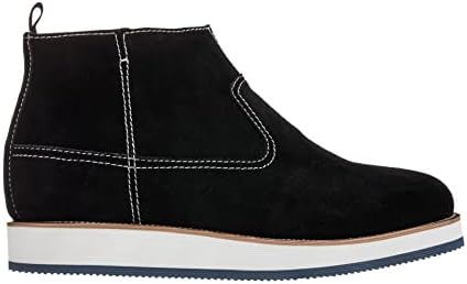 CALTO Men's Invisible Height Increasing Elevator Shoes - Black Nubuck Leather Mid-top Zipper Boots - 3 Inches Taller - Y30021 - Size 7.5 D(M) US | Image 1
