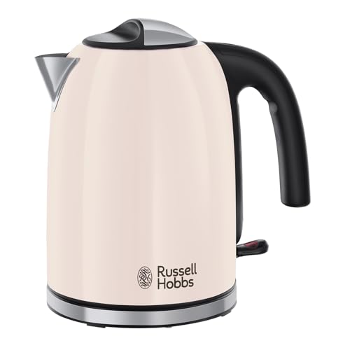 Russell Hobbs Kettle [1.7L, 3000W, Stainless Steel] Classics Jasmine (removable Anti-scale filter, 360° base, Boil just Enough, Perfect pour spout, external water level indicator) 28510